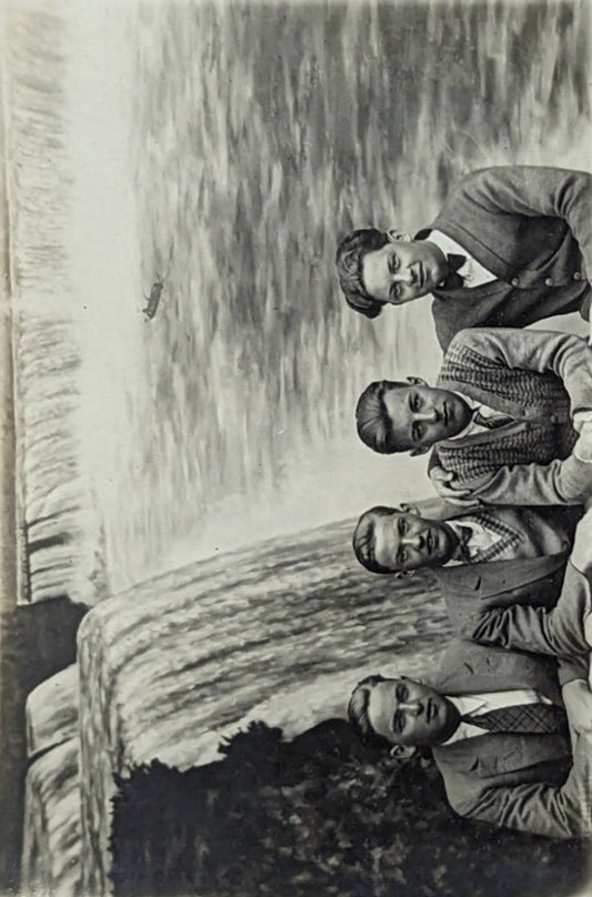 RPPC -  Pre 1906 Address only backside -Handsome Well Dressed Friends at Niagara Falls -College Boys early 1900