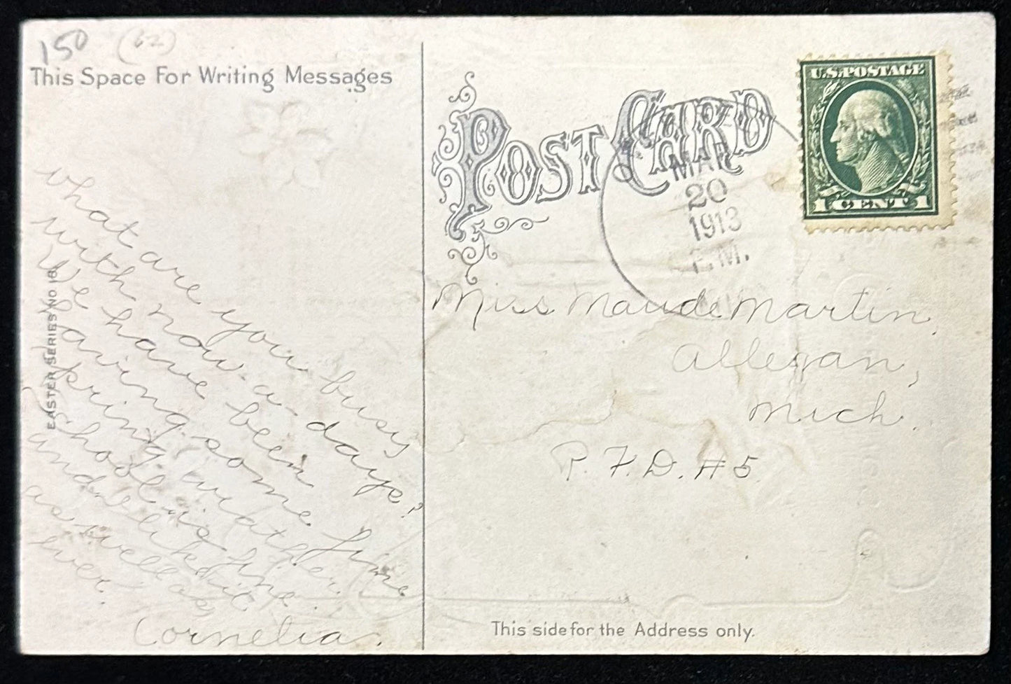 Religious Easter Greetings 1913 Postcard - Vintage Postcard