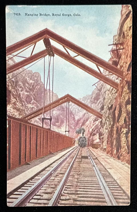 Hanging Bridge, Royal Gorge, Colorado - Vintage 1910s Postcard