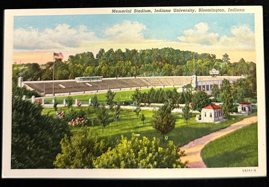 Memorial Stadium, Indiana University, Bloomington, Indiana - Linen Vintage Postcard
