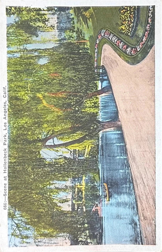 Scene at Hollenbeck Park - Los Angeles, Calif - Vintage Postcard