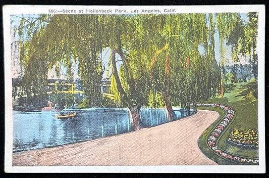 Scene at Hollenbeck Park - Los Angeles, Calif - Vintage Postcard