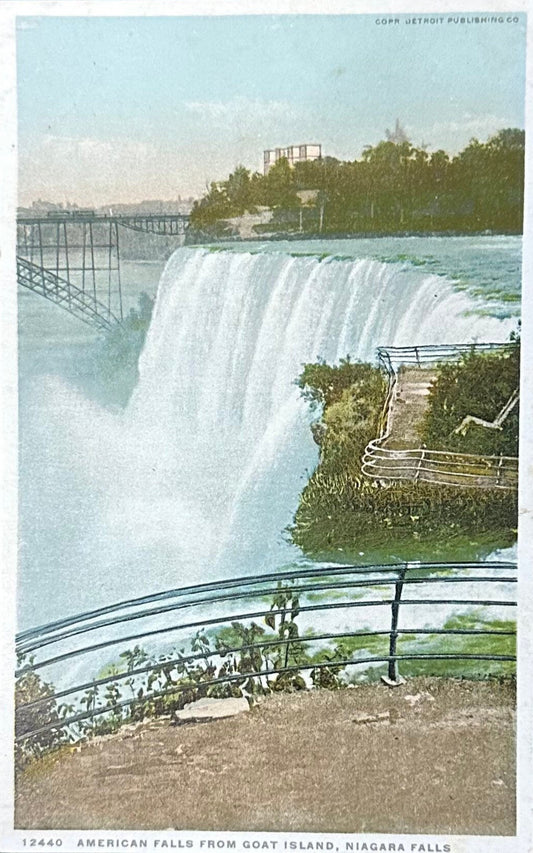 American Falls from Goat Island - Niagara Falls - Vintage Postcard