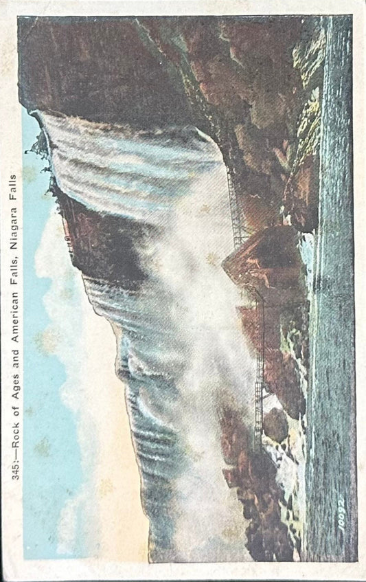 345 Rock of Ages and American Falls, Niagara Falls - Vintage Postcard