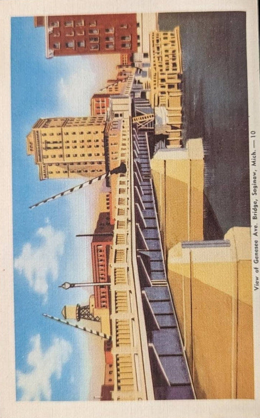 View of Genesee Ave. Bridge, Saginaw, Michigan - Vintage Postcard