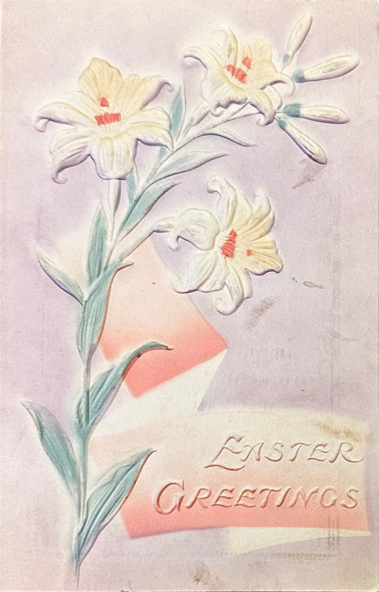 Easter Greetings - Early Embossed Postcard - Pre 1910 German Postcard