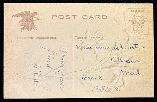 Easter Greetings - Early Embossed Postcard - Pre 1910 German Postcard