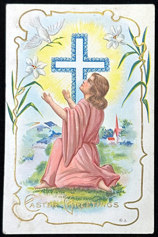 Religious Easter Greetings 1913 Postcard - Vintage Postcard