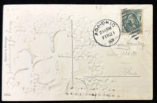 St. Patrick's Day Embossed Postcard from 1908 - Vintage St Patrick's Day Postcard