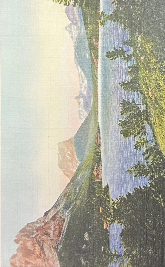 3005 Head of St. Mary Lake from Going to the Sun Chalets, Glacier National Park - Linen Vintage Postcard