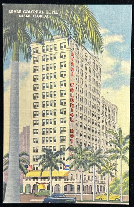 Miami Colonial Hotel, Miami, Florida - Linen Vintage Postcard