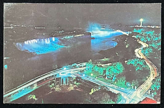 Niagara Falls at Night - Niagara Falls, Ontario, Canada - Vintage Postcard