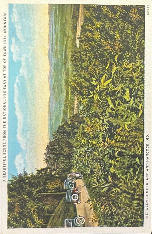 A Beautiful Scene from the National Highway at the top of Town Hill Mountain Between Cumberland and Hancock, MD - Vintage Postcard