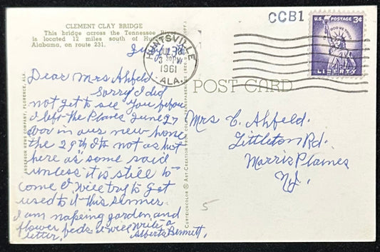 Clement Clay Bridge - Huntsville, Alabama - Vintage Postcard