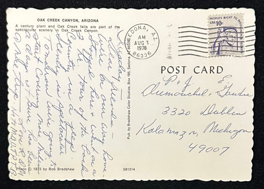 Beautiful Oak Creek Canyon, Arizona - Vintage Postcard