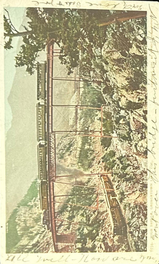 6734- High Bridge - Georgetown Loop, Colorado - Vintage Railroad pre 1910 Postcard