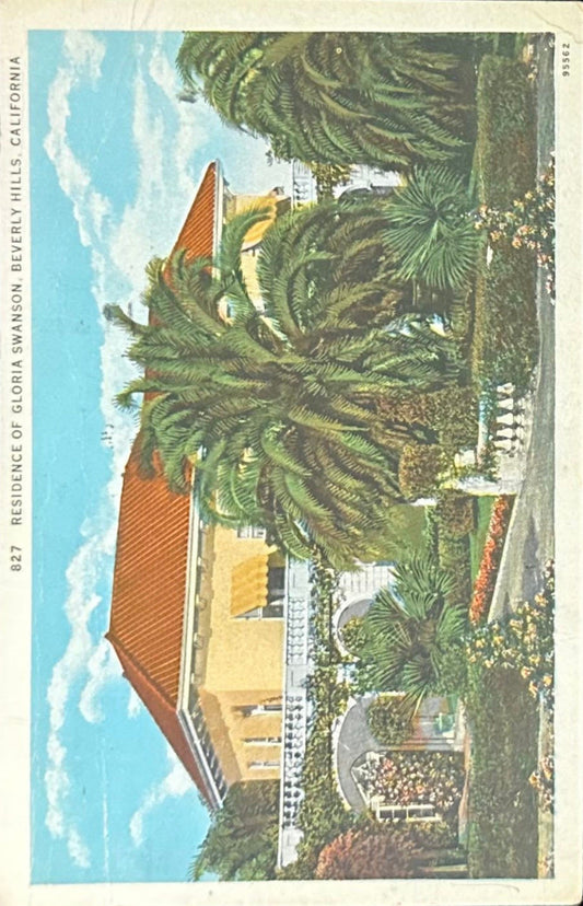 Residence of Gloria Swanson - Beverly Hills, California  - Vintage Postcard