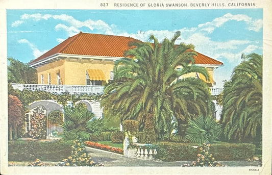 Residence of Gloria Swanson - Beverly Hills, California  - Vintage Postcard