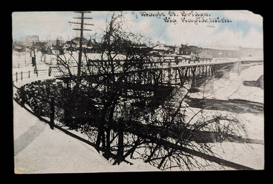 RPPC - Maple Street Bridge - Big Rapids, Michigan - Vintage Real Photo Postcard