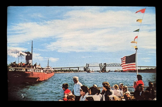 The American Soo Locks - Sault Ste. Marie, Michigan - Vintage Postcard