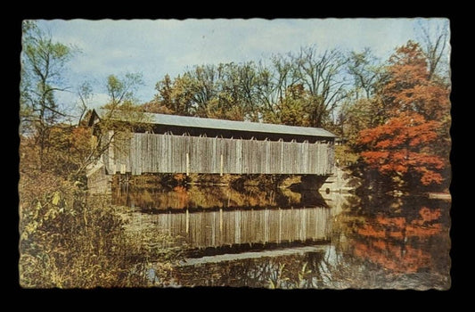 Fallasburg Covered Bridge, Lowell, Michigan - Vintage Postcard