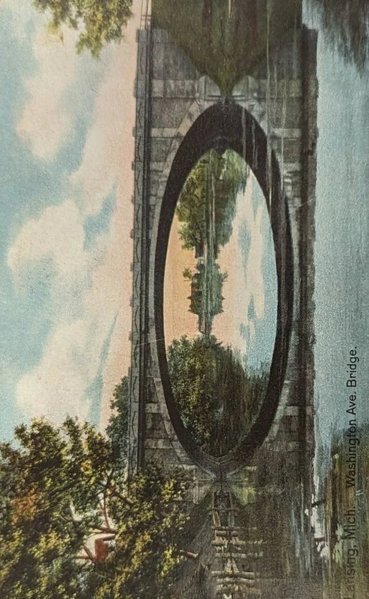 Washington Avenue Bridge, Lansing, Michigan - Vintage Postcard
