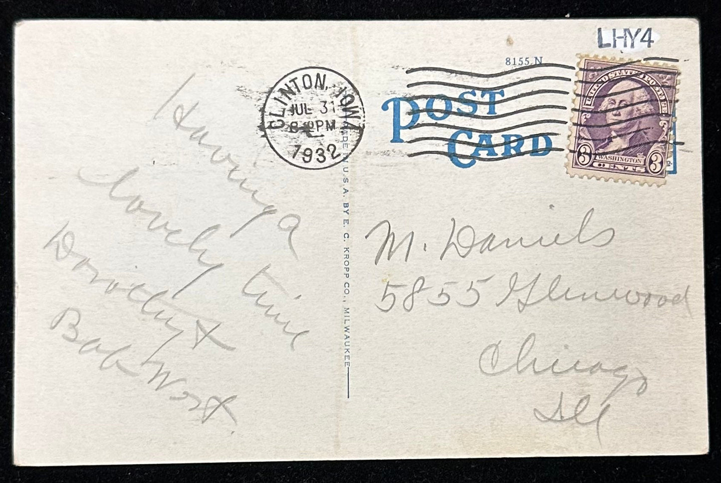 Lyons and Fulton High Bridge - Clinton, Iowa - 1930s Postcard