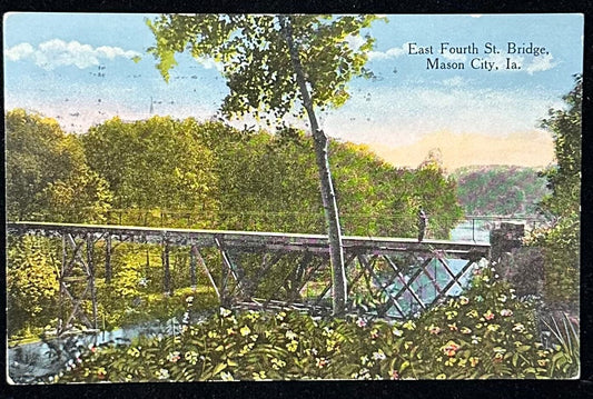 East Fourth St. Bridge - Mason City, Iowa - 1914 Postcard