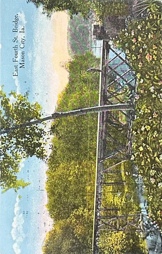 East Fourth St. Bridge - Mason City, Iowa - 1914 Postcard