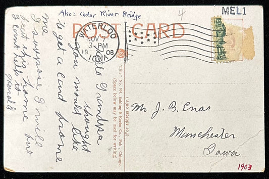Melan Arch Bridge - Wangler Bros., Dist. - Waterloo, Iowa - 1908 Postcard