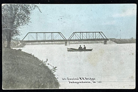 Central RR Bridge - Independence, IA - 1908 Postcard