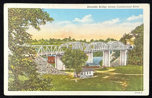 Burnside Bridge across Cumberland River - Kentucky - 1940s Linen Postcard
