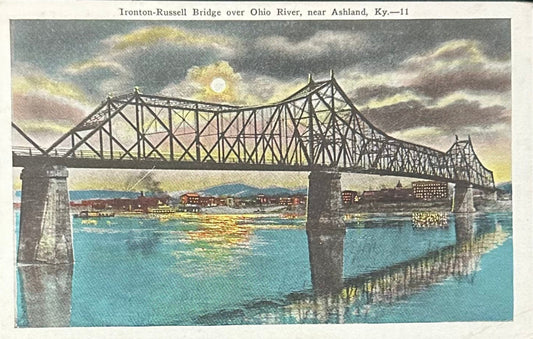 Trenton-Russell Bridge over Ohio River - Ashland, KY - 1928 Postcard