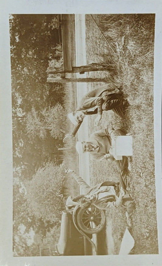 Young WWI Sailor Boys Hanging out While on RR Beside the Road - Michigan Photo 1920s