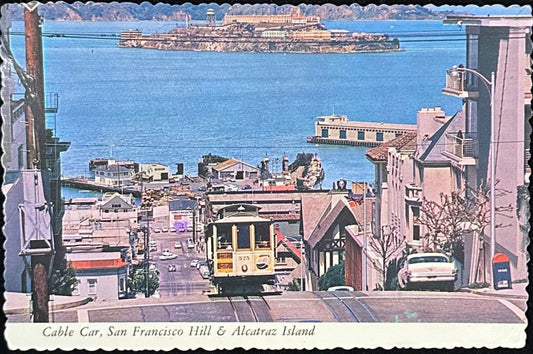 Cable Car - San Francisco Hill - Alcatraz Island - 1960s Postcard