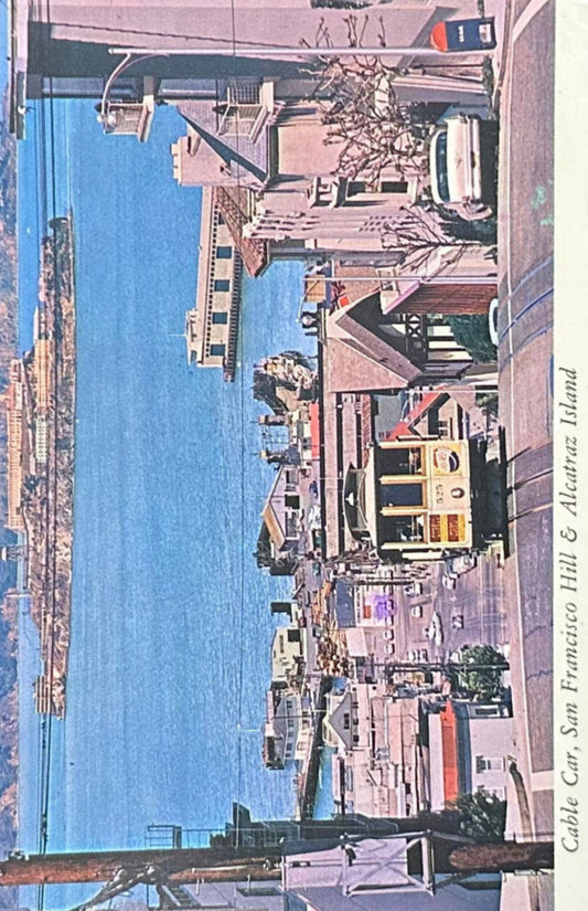 Cable Car - San Francisco Hill - Alcatraz Island - 1960s Postcard