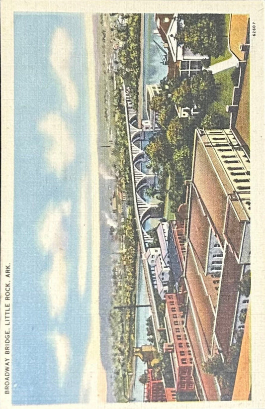 Broadway Bridge - Little Rock, Arkansas -  Linen Vintage Postcard