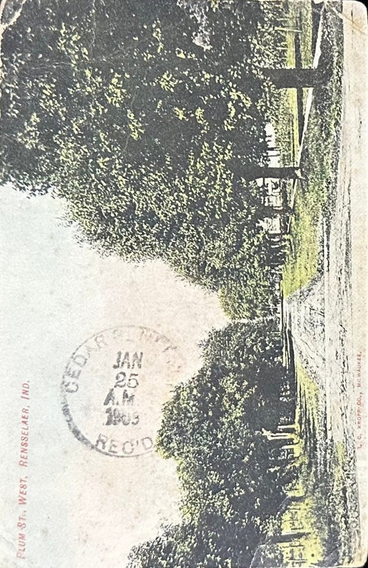 Plum St., West - Rensselaer, Ind. - 1909 Postcard