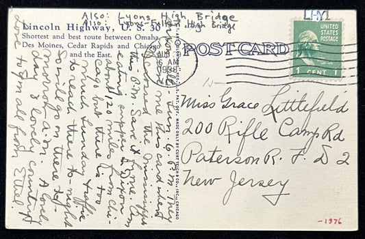 Lincoln Highway Bridge - Across Mississippi River at Clinton, Iowa on US 30 - Linen Vintage Postcard