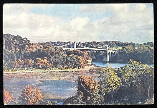 Menai Straits Suspension Bridge - 1957 Postcard