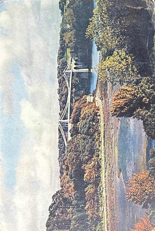 Menai Straits Suspension Bridge - 1957 Postcard