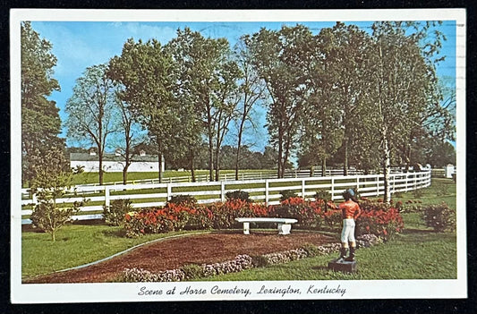 Scene at Horse Cemetery - Lexington, Kentucky - 1970s Postcard