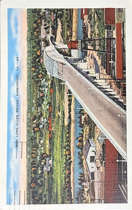New Long Allen Bridge, Shreveport, Louisiana - Vintage Postcard