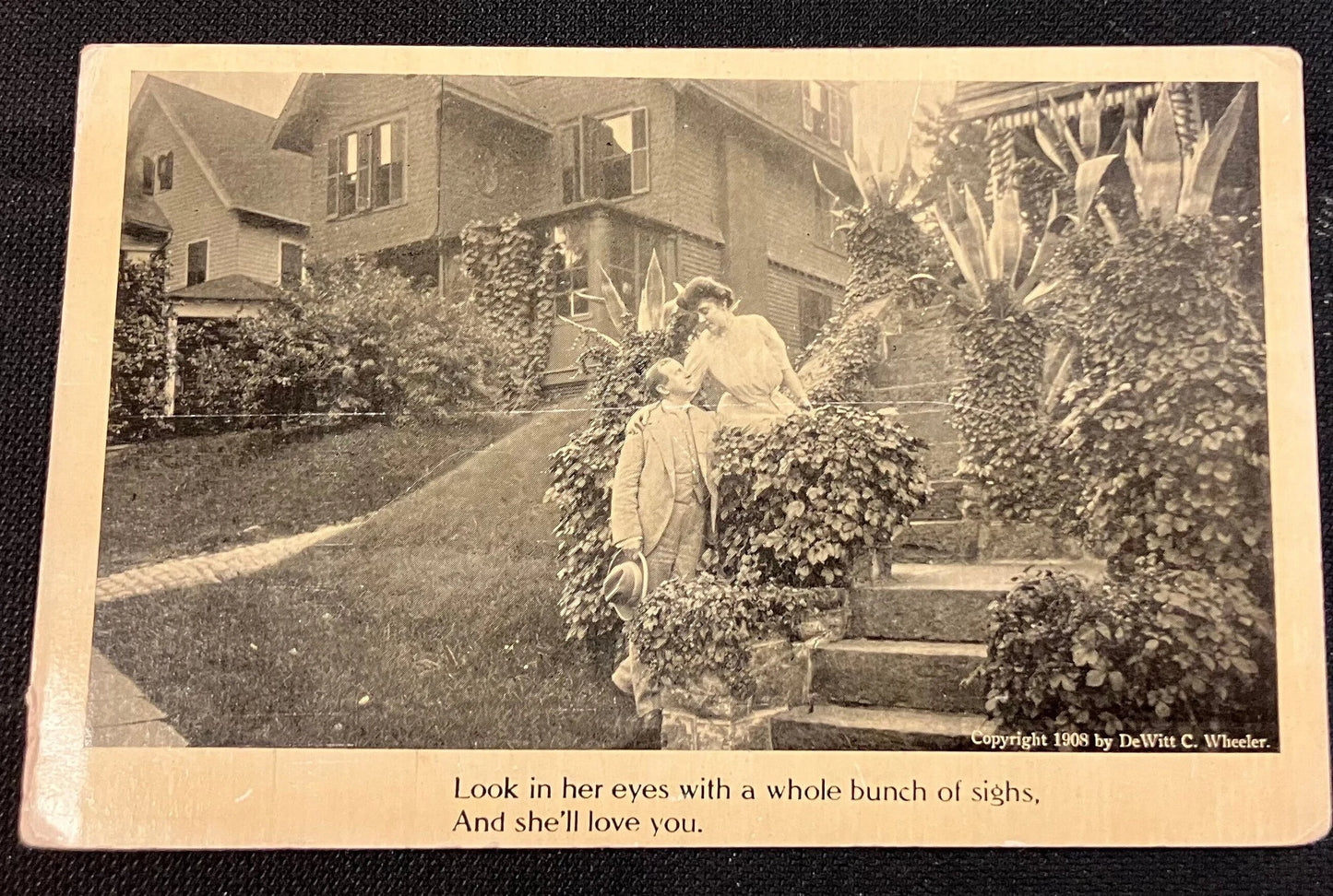 Anglo Song Series - Willis Woodward & Co. - Look in her Eyes with a Whole Bunch of Sighs, And she’ll Love You - Vintage Postcard
