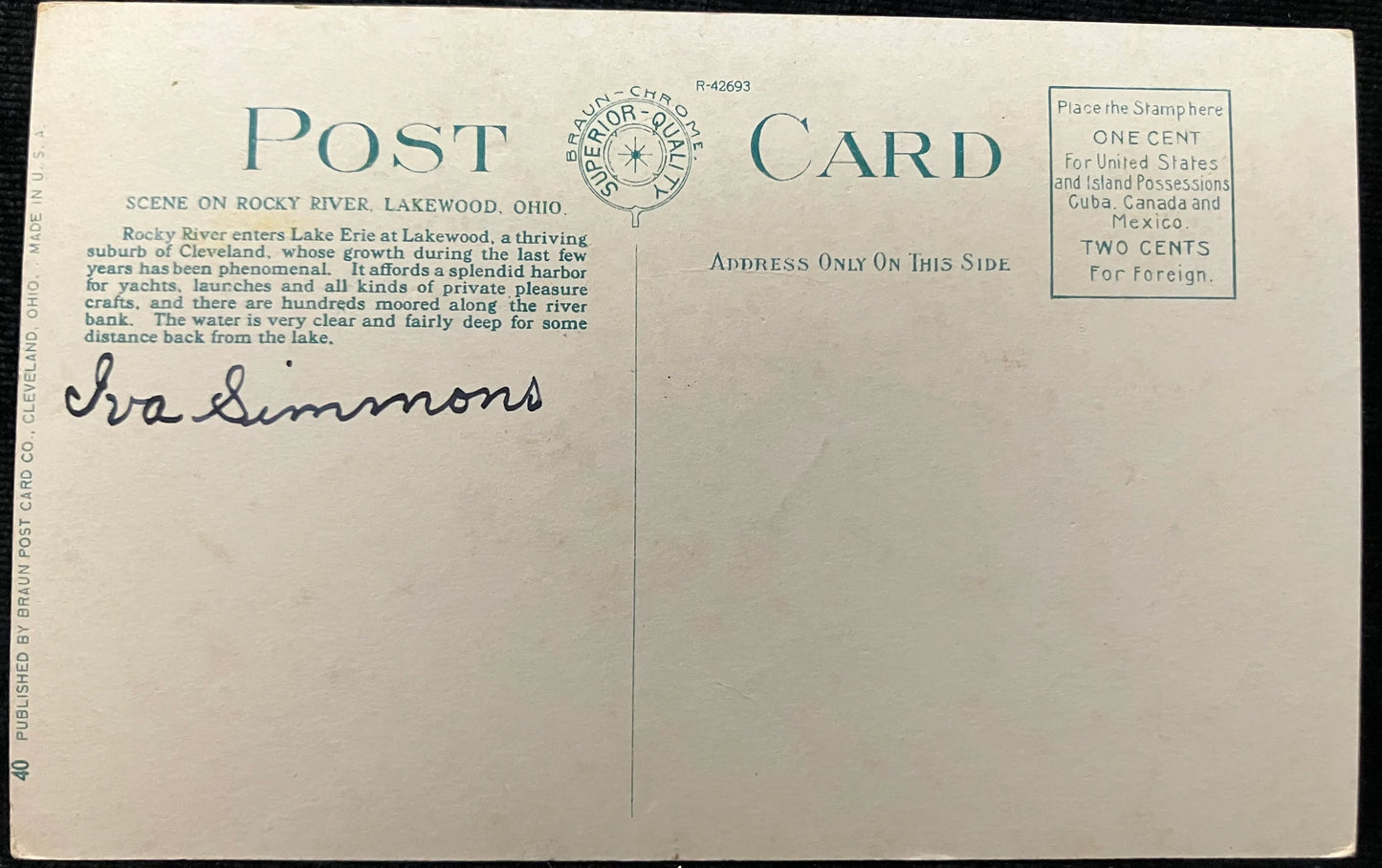 Scene on Rocky River, Lakewood, Ohio - Vintage Postcard