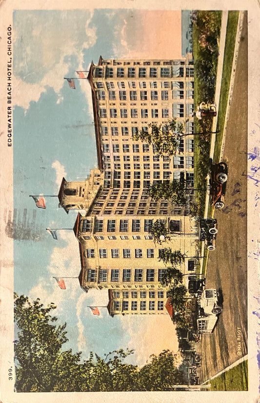 Edgewater Beach Hotel - Chicago, Illinois - Copr. Detroit Publishing Co. - 1920 Postcard