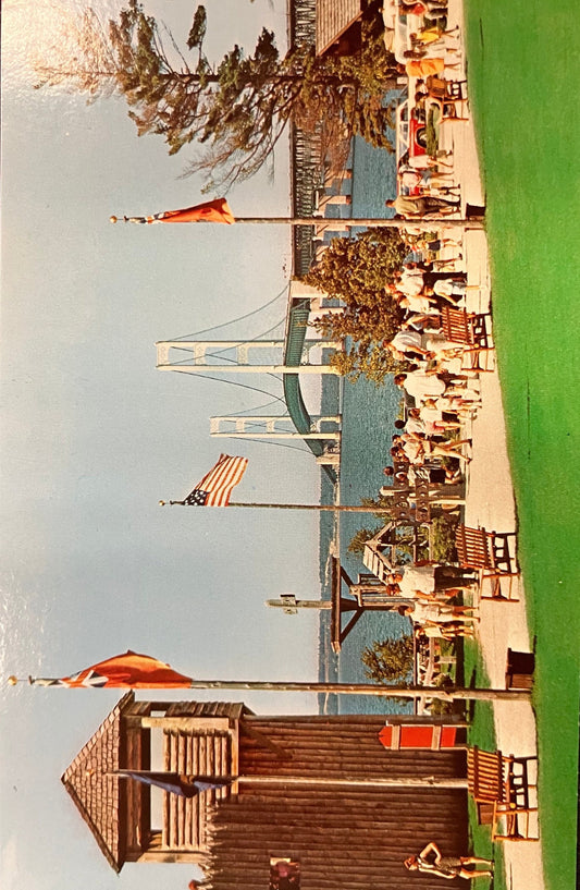 Fort Michillimackinac and Mackinac Bridge - Vintage Postcard