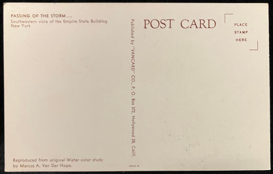 Passing of the Storm… - Empire State Building in New York City, New York - Illustrated by Marcus A. Van Der Hope - Vintage Postcard