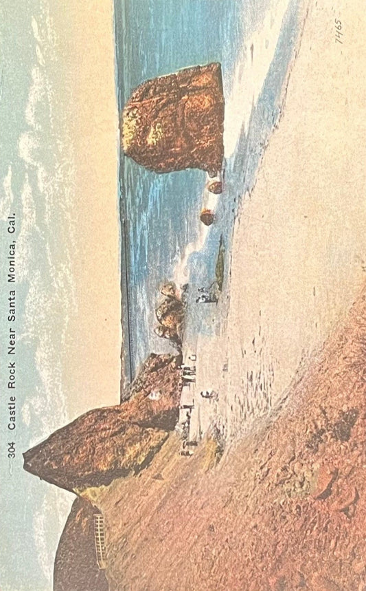 Castle Rock - Near Santa Monica, California - Vintage 1910 Postcard - Shell Hunting