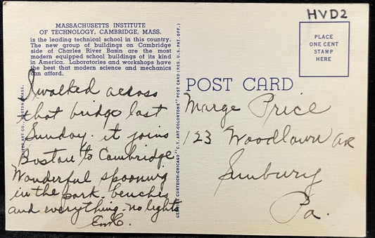 Harvard Bridge and Massachusetts Institute of Technology, Cambridge, Massachusetts - Vintage Postcar